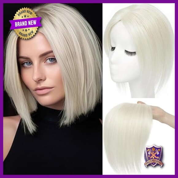 Real Human Hair Topper 12 Inch Hand Tied Clip In Bangs for Thinning Crown main image 6